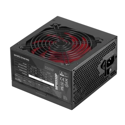Imagen de MARSGAMING MPIII550P, Fuente Alimentación PC ATX 550W, 5 Años de Garantía, 85% Eficiencia, Sistema Digital APFC, Ventilador FDB 120mm AI RPM, Tecnologías DC y SMD, Cables Planos Extralargos, Negro