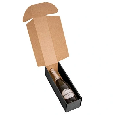 Imagen de Only Boxes, Pack 4 Estuches para regalo de 1 Botella, Caja cartón Cava o Champagne Color Negro,
