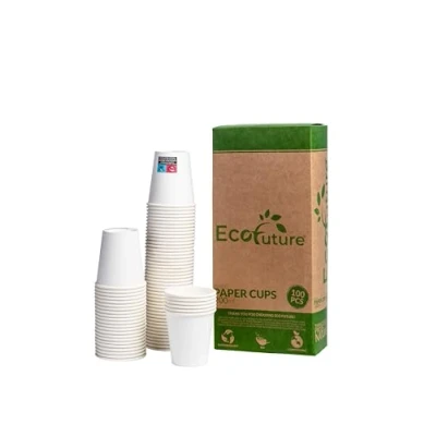Imagen de 100 Vasos Desechables 200ml De Carton Blanco, Biodegradable Reciclable, Ecológicos, Desechable, Vaso Cafe, Blanco 20cl Crea Tu Personalizado