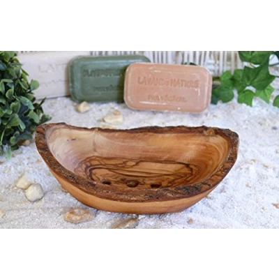 Imagen de D.O.M.® Jabonera rústica de madera olivo en 4 modelos aprox. 10 11 cm