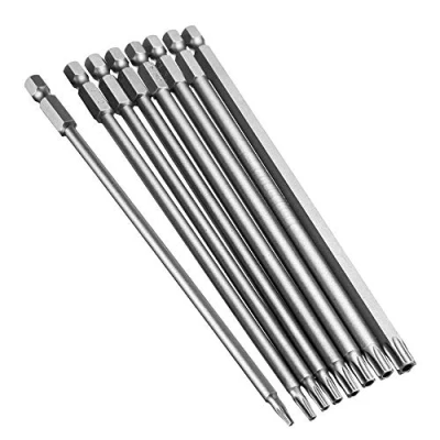 Imagen de Bestgle 8 Piezas Extralargo 150mm Destornillador Torx Magnético Vástago Hexagonal de 1/4 Pulgada Aleación Acero T8,T10,T15,T20,T25,T27,T30,T40.