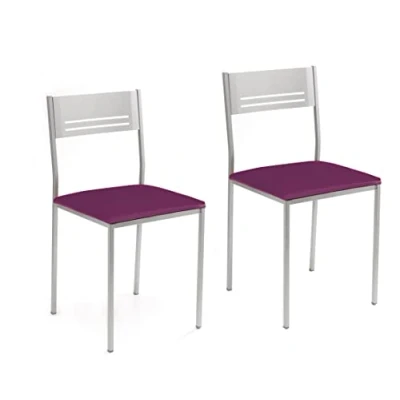 Imagen de ASTIMESA SCACBJ Dos sillas de Cocina, Metal, Berenjena, Altura Asiento 45 cms