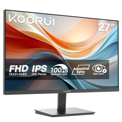 Imagen de KOORUI E2711F Monitor 27 Pulgadas, FHD 1920 x 1080 100Hz PC Monitor,IPS,Adaptive Sync VGA HDMI 1.4, Eye Care, 5 a 15 Inclinable, VESA 100 100mm