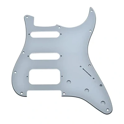 Imagen de Dopro Golpeador de guitarra Strat HSS 11 agujeros con 2 tornillos Humbucking Pickup montaje para Fender americano Stratocaster blanco 3 capas