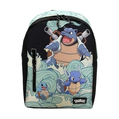 Imagen de Pokémon Mochila Juvenil Adaptable a Trolley, Diseño Squirtle, con Cremallera, Bolsillos Frontales, Color Azul (CyP Brands)