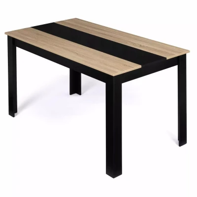 Imagen de IDMarket Mesa de comedor rectangular Georgia para 6 personas, color negro e imitación haya 140 x 90 cm
