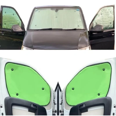 Imagen de Cubierta del Parabrisas Compatible con Renault Trafic (2000 2014)(Juego Completo + portón Trasero) Color de Respaldo Lima Verde, Reversible
