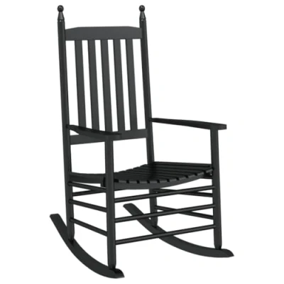 Imagen de vidaXL Mecedora con Asiento Curvo Madera Maciza de álamo Negro, sillón, Madera, Banco balancín, al Aire Libre