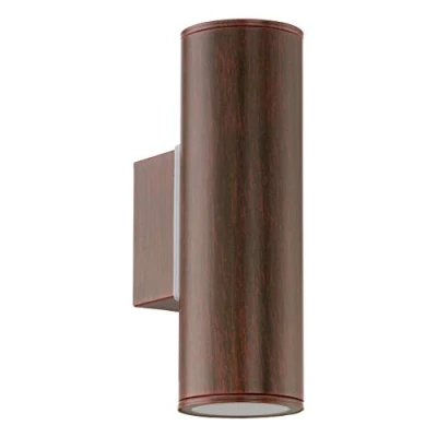 Imagen de Eglo Riga lámpara led de pared para exterior 2 focos, acero inoxidable con aspecto oxidado, IP44