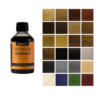 Imagen de Littlefair&#039;s Tinte para Madera 250ml Acabado Premium, Fácil de Usar y Limpiar Basado en Agua, Seguro Ecológico Disponible Muchos Colores Color: Roble Medio