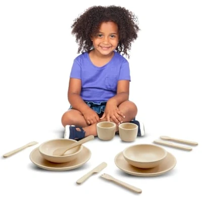 Imagen de PlanToys Set de Vajilla Accesorios para Cocina Infantil Madera Juguetes 2 Años Té Niños Juguete Sostenible