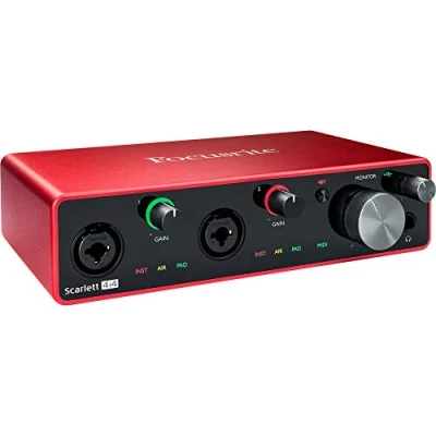 Imagen de Interfaz de audio USB Scarlett 4i4 3.ª gen. Focusrite para grabar, componer y retransmitir. Alta fidelidad, grabación estudio reproducción clara