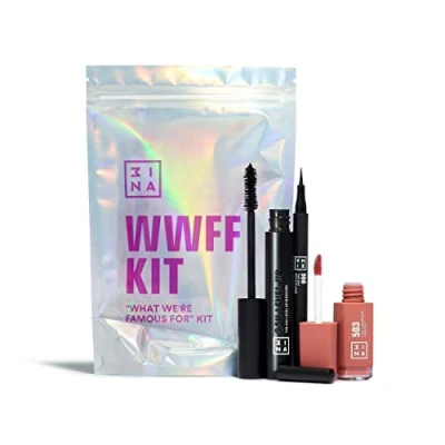 Imagen de 3INA MAKEUP What we are famous for Kit Set de Maquillaje The 24H Pen Eyeliner 900 + Level Up Mascara Longwear Lipstick 503 Vegan Cruelty Free