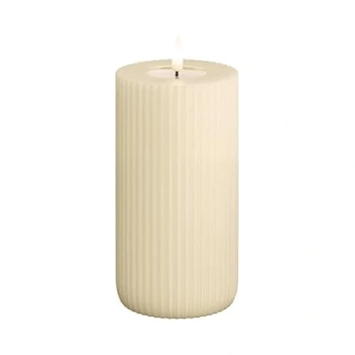 Imagen de ReWu Deluxe Homeart Shape Velas LED estriadas con mando a distancia, temporizador, duración de la batería 400 horas, seguras y sin humo, 8 x 15 cm, color crema