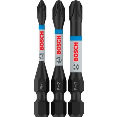 Imagen de Bosch Professional Accessories 3 puntas de atornillar Impact Control PH Set, 50 mm, vástago hexagonal, Pick and Click, accesorios taladro impacto