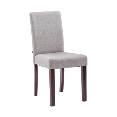 Imagen de CLP Silla De Salón Comedor Ina Acolchada En Tela I Sala Espera con Base 4 Patas Madera, Color:Gris Claro, Color del Marco:Cappuccino