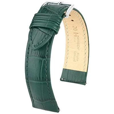 Imagen de HIRSCH Correa para Reloj Duke L Piel de Becerro Italiana Estampado aligátor Señoras/Caballeros Verde Oscuro 18 mm