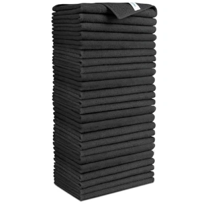Imagen de AIDEA paños de limpieza microfibra, 24 unidades, limpieza, para ventanas, suaves, muy absorbentes, sin rayas, casa, cocina, coche, color negro,