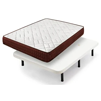 Imagen de Cama express Colchón Viscosoft Ergos 15 + Base Tapizada Blanco con 6 Patas 32 cm, Medida : 135 x 190 cm