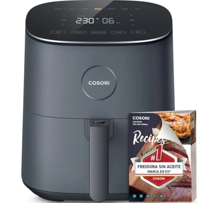 Imagen de COSORI Freidora de Aire Duradera 4,7L, Máxima 230 C, Air Fryer con 30+ Recetas en Español, 9 Programas, Diseño Moderno y Elegante, Silenciosa, Panel Táctil Sencillo, Gris, L501