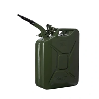 Imagen de Oxid7® Bidón metálico de combustible 20 litros verde oliva incl. embudo llenado Apto para gasolina, gasóleo y bioetanol gasolina 20L con homologación UN homologado