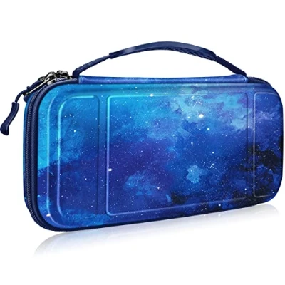Imagen de Fintie Funda Portátil Compatible con Nintendo Switch/Switch OLED (2021) [Antichoque] Estuche Dura para Viaje 10 Ranuras y Bolsillo Interno Joy con, Cielo Estrellado