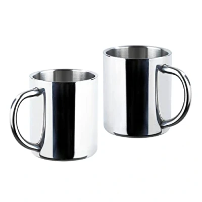 Imagen de vasos térmicos de acero inoxidable doble pared Juego 2 con capacidad aprox. 200 ml taza camping café, aislada, apta para lavavajillas