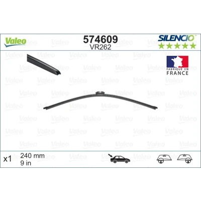 Imagen de Limpiaparabrisas Valeo Silencio X.trm 574609 240mm posterior Sin marco RENAULT: CLIO 4, IV Grandtour, MINI: Countryman, CITROËN: C5 III Familiar