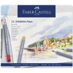Imagen de Faber Castell 114624 Estuche de metal con 24 ecolápices acuarelables hexagonales Goldfaber Aqua, colores surtidos