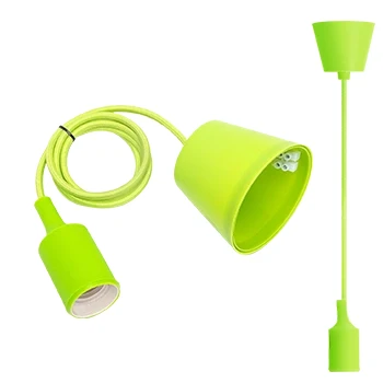 Imagen de Aigostar Portalámparas Colgante de Plástico E27,100cm Cable con Soporte Techo,Accesorios La Lámpara DIY,Verde
