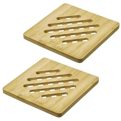 Imagen de Westmark Salvamanteles Tapas + Friends Posavasos Cuadrados para Proteger la Mesa de arañazos y Quemaduras, Ideal Comedor bambú, 17 x cm, 2 Piezas