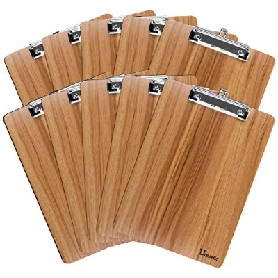 Imagen de Uquelic 10 Piezas Portapapeles A4 con Pinza/Tableros Pinza/Carpetas Pinza Madera Clipboards Impermeable Tablero Peniques Hole