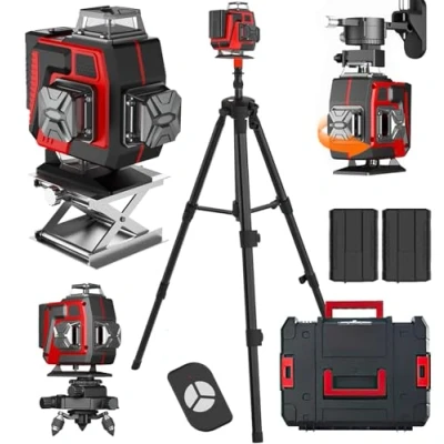 Imagen de Nivel laser 16 Lineas, autonivelante 360 Grados, 2 x Horizontal y Verticales Para Interior Exteriors, con Trípode, x2600 mAh Baterías Control Remoto