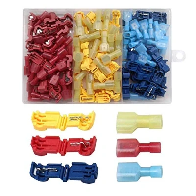 Imagen de YIXISI 120 Piezas (60 Pares) T Tap Conectores de Empalme Rápido Cables Eléctricos, Rápida Eléctrico Terminales y Nylon Totalmente Aislado pala Macho Kit