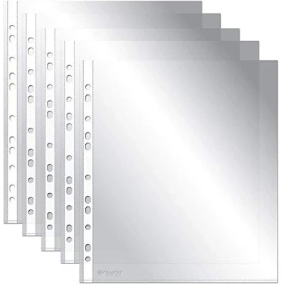 Imagen de OFITURIA COM0067 Pack 2 Fundas Perforadas Multitaladro Para Folios, 100 Unidades, Fabricadas En Polipropileno (80 MICRAS) Piel de Naranja