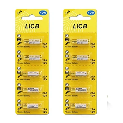 Imagen de LiCB 10 pilas alcalinas de 27A, 12 V, V27A, LR27, MN27, L828, A27, batería 3 años duración