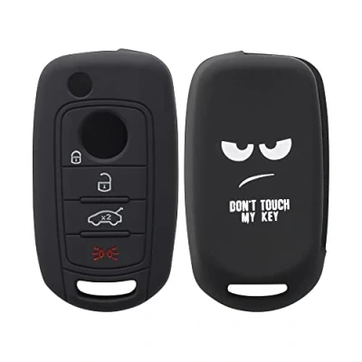 Imagen de kwmobile Carcasa Compatible con Llavero de Fiat Llave Coche Plegable 4 Botones Funda para Mando Silicona Blanco/Negro