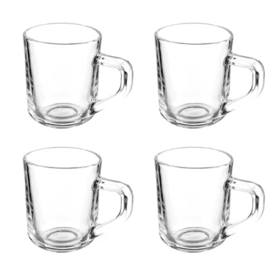 Imagen de Set 4 tazas vidrio cafe con asa 80ml colección VIVALTO
