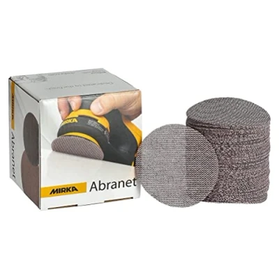 Imagen de Mirka Discos de lijado malla Abranet Ø 77 mm cierre adhesivo / grano P180 50 uds. para lijar madera, masilla, barniz, plástico 5420305018