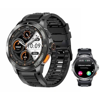 Imagen de Reloj Inteligente Hombre Militar con Llamadas Bluetooth, WhatsApp, Oxígeno, HRV, Asistente de Voz, Pantalla AMOLED 1.43, IP68, Smartwatch Deportivo, Compatible iPhone y Android (Correa silicona)