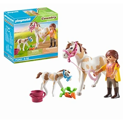 Imagen de PLAYMOBIL Country 71243 Caballo con Potro, Animales para el picadero y la Granja, Juguete niños de 4 años