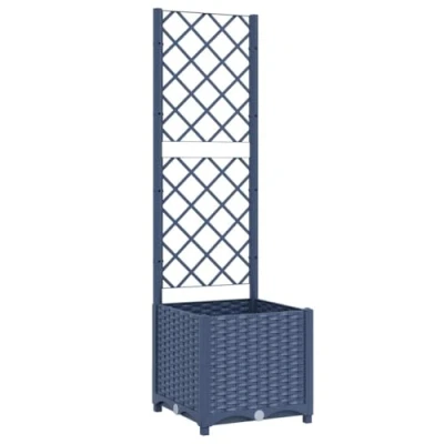 Imagen de vidaXL Jardinera con Enrejado, Macetero de Plantas Flores, Maceta Hierbas, Arriate para Jardín Patio Balcón Terraza, PP Azul Gris 40x40x136 cm