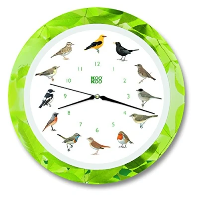 Imagen de KOOKOO Singvögel Quartz Leaf, Reloj de Pared con 12 pájaros cantores, nativos, grabaciones Originales la Naturaleza