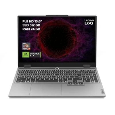 Imagen de Lenovo LOQ Gen 9 Ordenador Portátil Gaming IA 15.6&quot; FHD, 144 Hz (AMD Ryzen 7 7435HS, NVIDIA GeForce RTX 4050, 24 GB RAM, 512 SSD, Wi Fi 6, Sin Sistema Operativo) Teclado QWERTY Español Gris