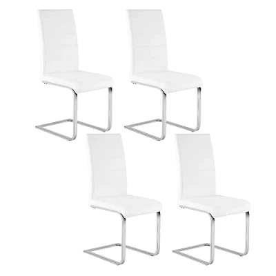 Imagen de WOLTU 4X Sillas de Comedor, Silla Ergonómica para Oficina y Casa, en Forma C con Respaldo Alto, Cocina Moderna Chic, Piel Sintética, Blanco, BH378ws 4