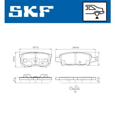 Imagen de SKF VKBP 90416 A Juego de pastillas freno con avisador acústico desgaste MITSUBISHI: Lancer 8 Limousine