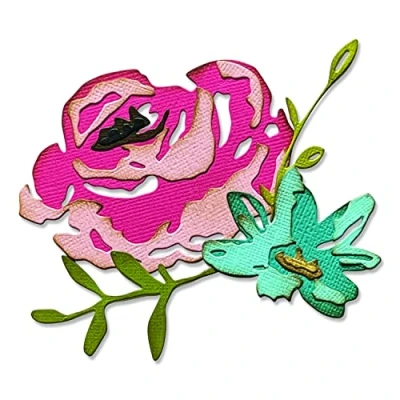 Imagen de Sizzix Thinlits Die Set 4PK Brushstroke Flowers #4 de Tim Holtz 665849 Capítulo 2 2022, Papel, Multicolor, One Size
