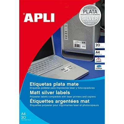 Imagen de APLI 12975 Etiquetas metalizadas plata Ø 40,0 mm 20 hojas