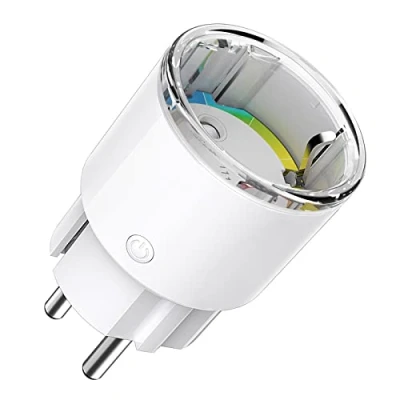 Imagen de Mini toma conectada WiFi, inteligente con certificación TÜV control de aplicación, medición consumo eléctrico, Smart Plug programable Alexa y Google Home, función tiempo, Bianco