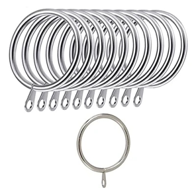 Imagen de iPEAK 36 anillos de cortina 38 mm diámetro interno, cortinas metal, grandes, ganchos para colgar barras (plateado)